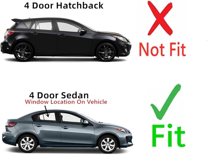 Passenger Right Side Rear Door Window Door Glass Compatible with Mazda 3 4 Door Sedan 2010-2013 Models