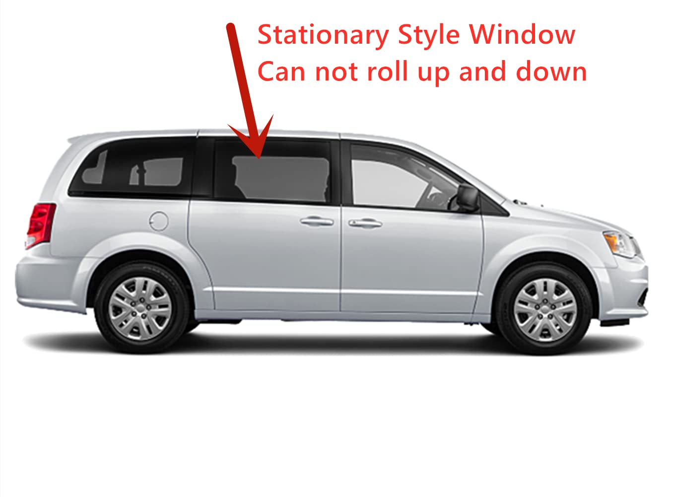 Stationary Style Passenger Right Side Rear Sliding Cargo Door Window Door Glass Compatible with Dodge Grand Caravan / Chrysler Town & Country 2008-2020 Models