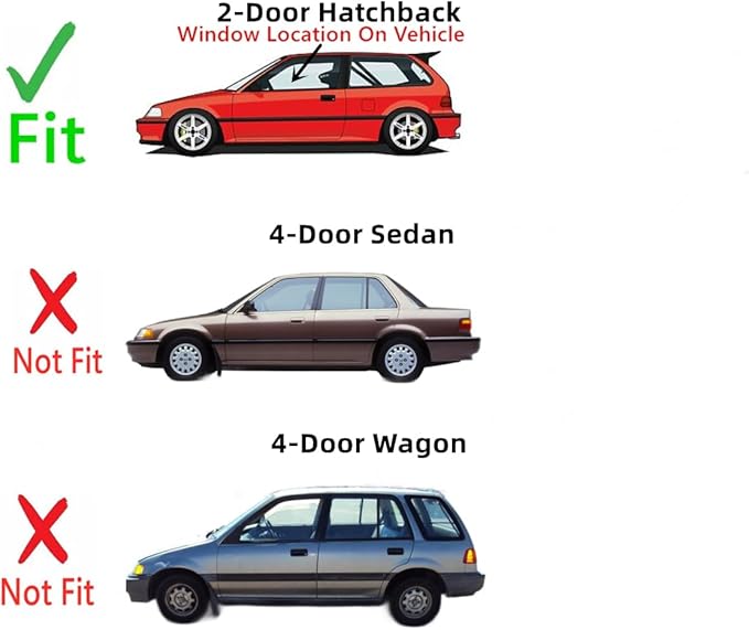 Driver Left Side Door Window Door Glass Compatible with Honda Civic 2 Dr Hatchback 1990-1991 Models