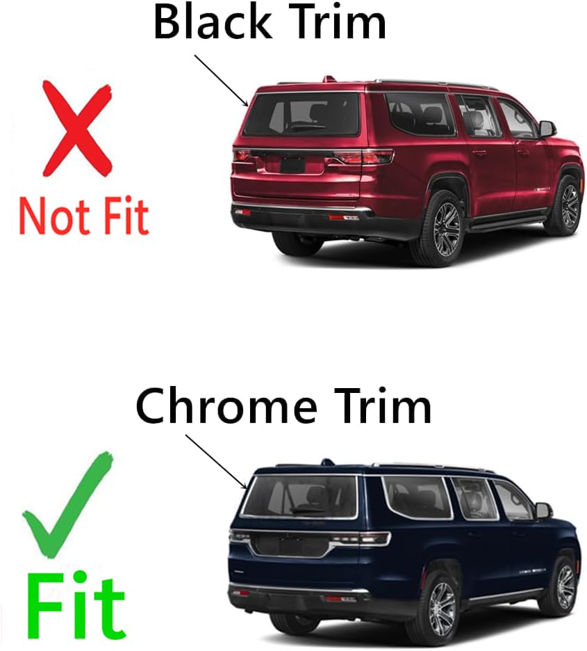 Chrome Trim Heated Rear Back Tailgate Liftgate Window Glass Compatible with Jeep Wagoneer / Wagoneer L / Grand Wagoneer / Grand Wagoneer L 2022-2025 Models