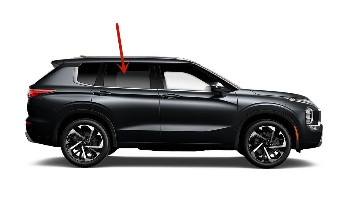 Tempered Passenger Right Side Rear Door Window Door Glass Compatible with Mitsubishi Outlander / Outlander PHEV 2022-2024 Models (Not For Outlander Sport)