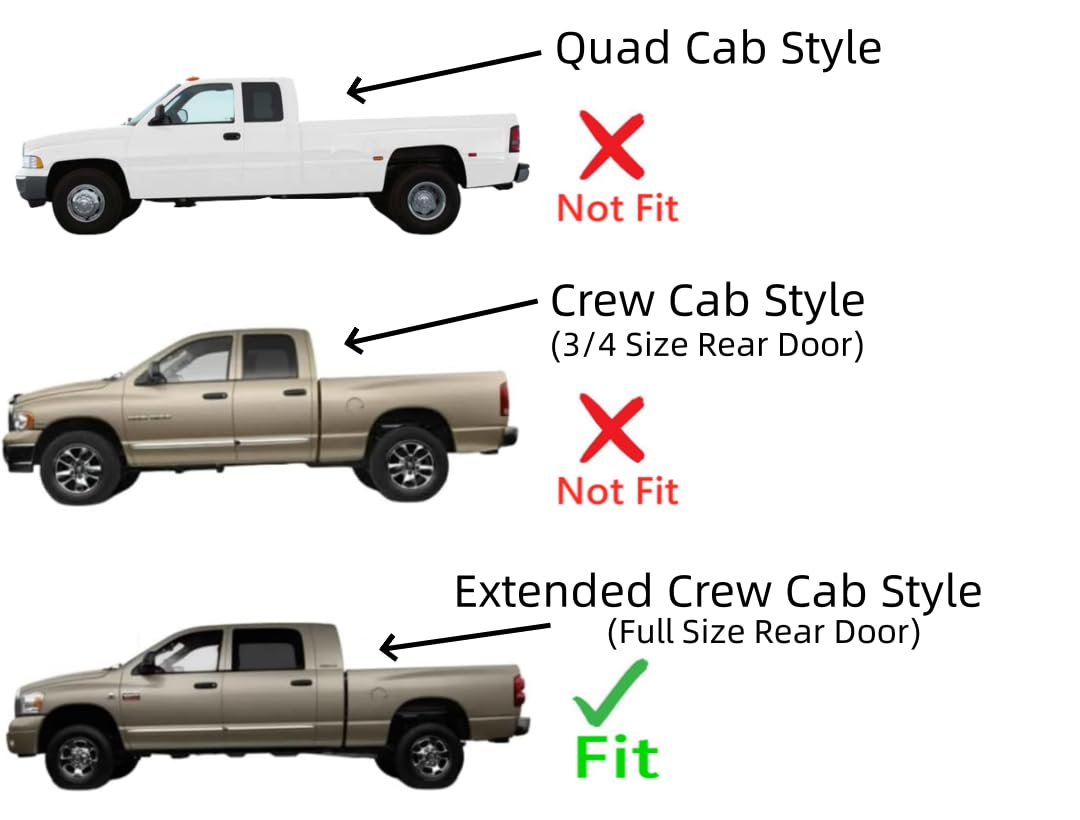 Tempered Driver Left Side Rear Door Window Door Glass Compatible with Dodge Ram Pickup 1500 2500 3500 4500 4 Door Extended Crew/Mega Cab 2007-2009 Models