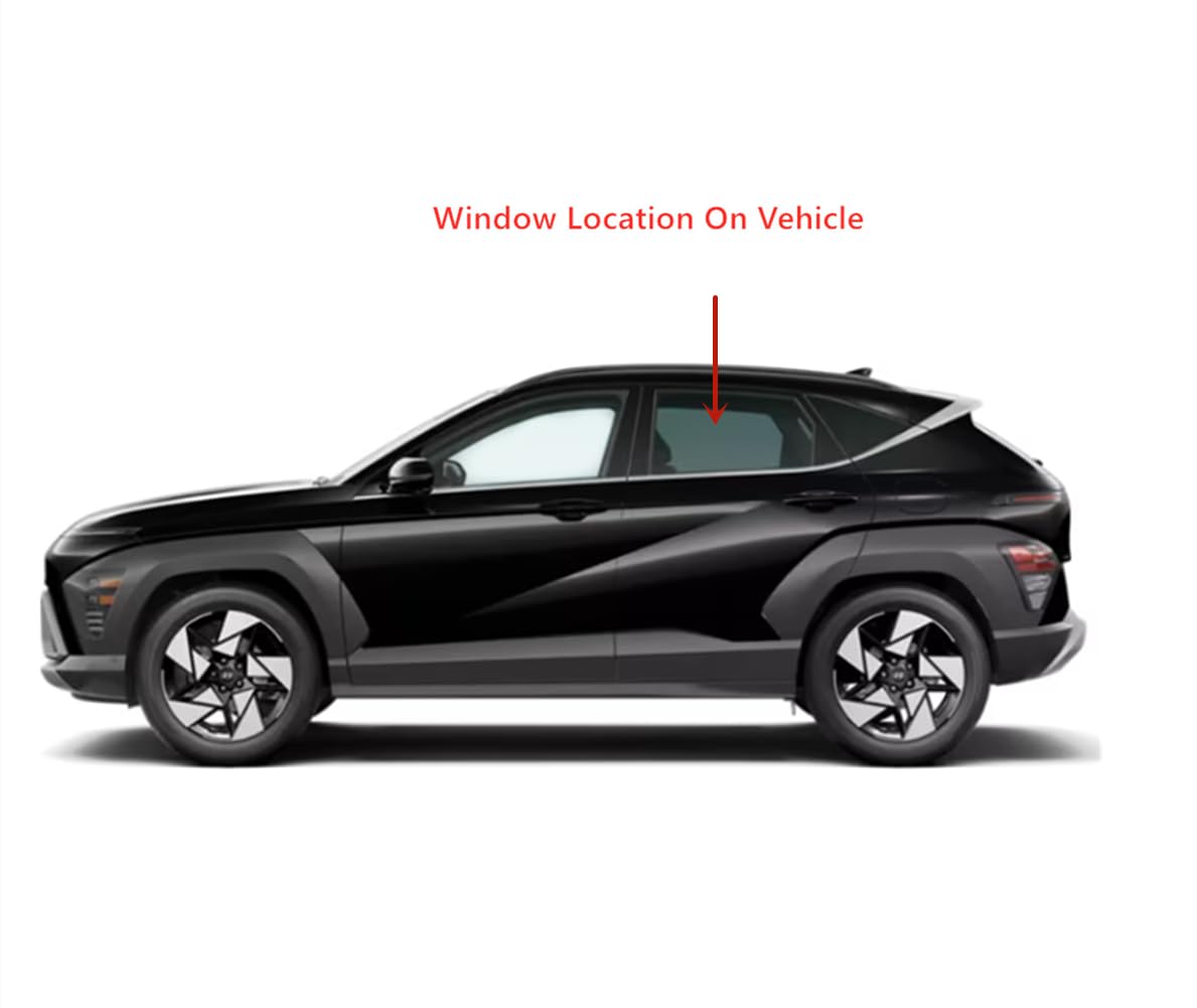 Tempered Driver Left Side Rear Door Window Door Glass Compatible with Hyundai Kona / Kona Electric 2024-2025 Models