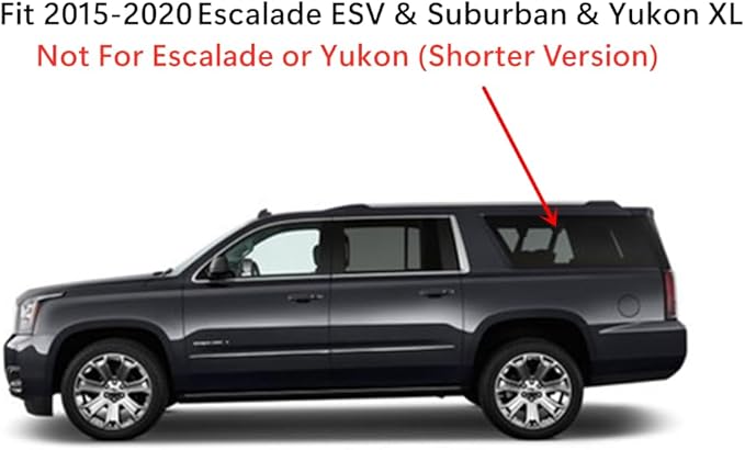 Tempered Driver Left Side Quarter Window Quarter Glass Compatible with GMC Yukon XL / Chevrolet Suburban / Cadillac Escalade ESV 2015-2020 Models (Not For Escalade or Yukon)