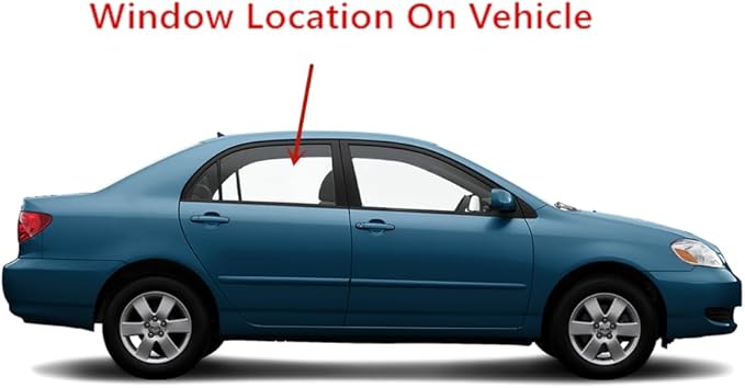 Passenger Right Side Rear Door Window Door Glass Compatible with Toyota Corolla 4 Door Sedan 2003-2008 Models