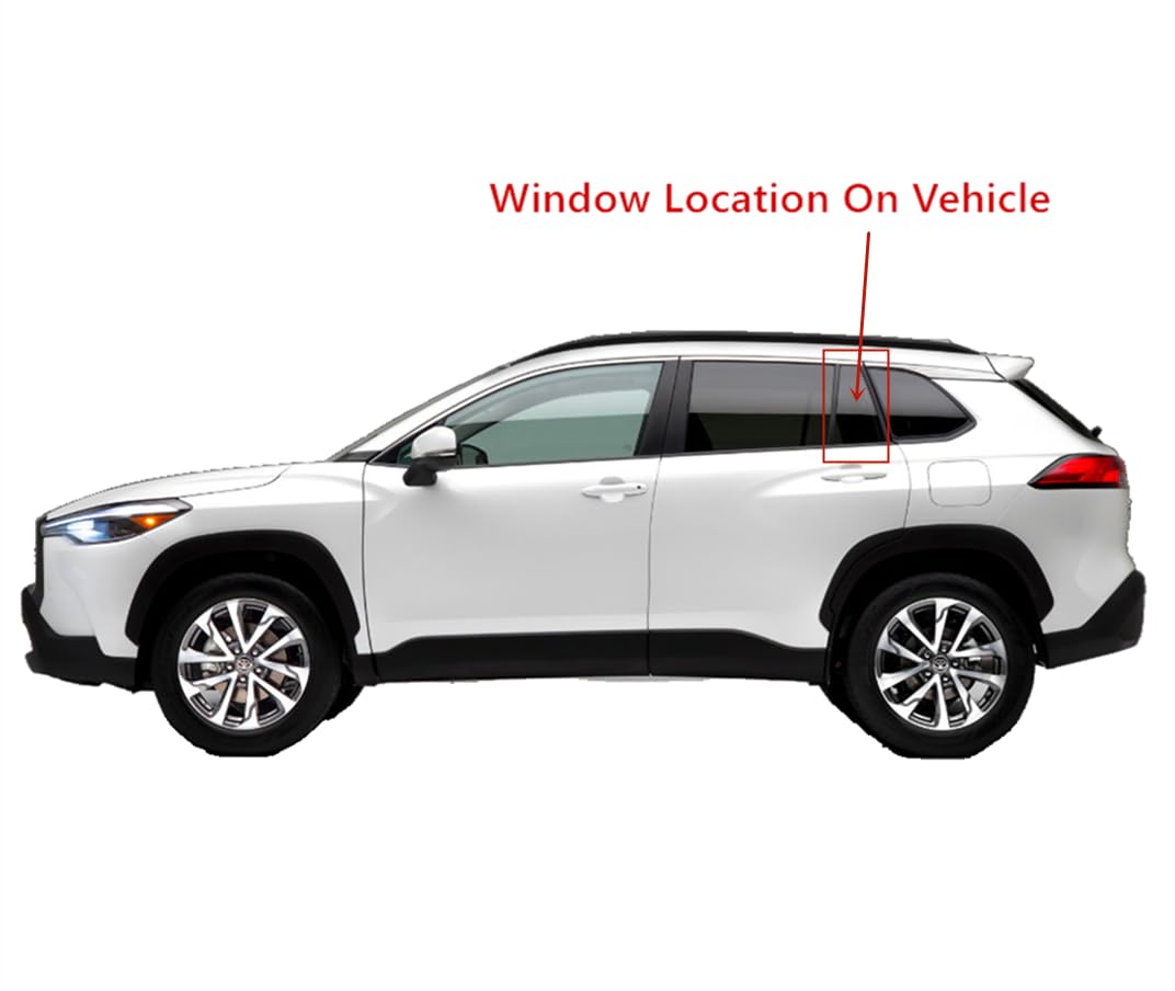 Glass Only Tempered Driver Left Side Rear Vent Window Vent Glass Compatible with Toyota Corolla Cross 2022-2025 Models (Not For Corolla)