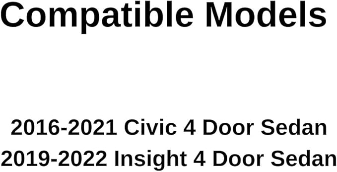 Passenger Right Side Rear Door Window Door Glass Compatible with Honda Civic 2016-2021 / Insight 2019-2022 4 Door Sedan Models