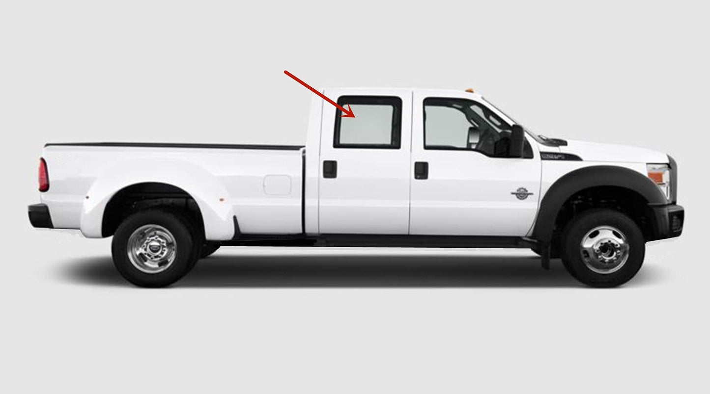 Passenger Right Side Rear Door Window Door Glass Compatible with Ford F250 F350 F450 F550 F650 F750 4 Door Crew Cab 1999-2012 Models