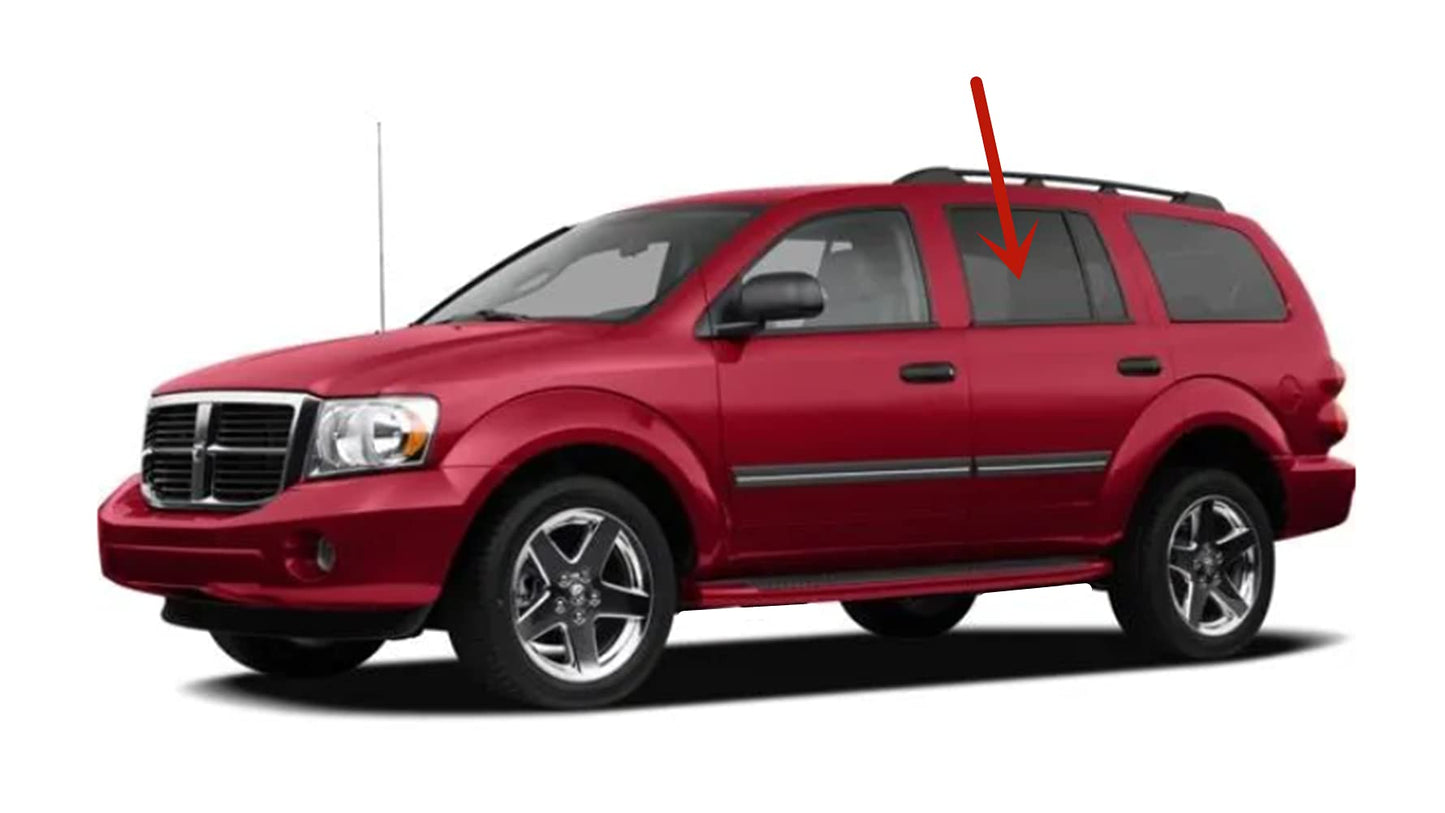 Laminated Driver Left Side Rear Door Window Door Glass Compatible with Dodge Durango/Chrysler Aspen 2007-2009 4 Door Models