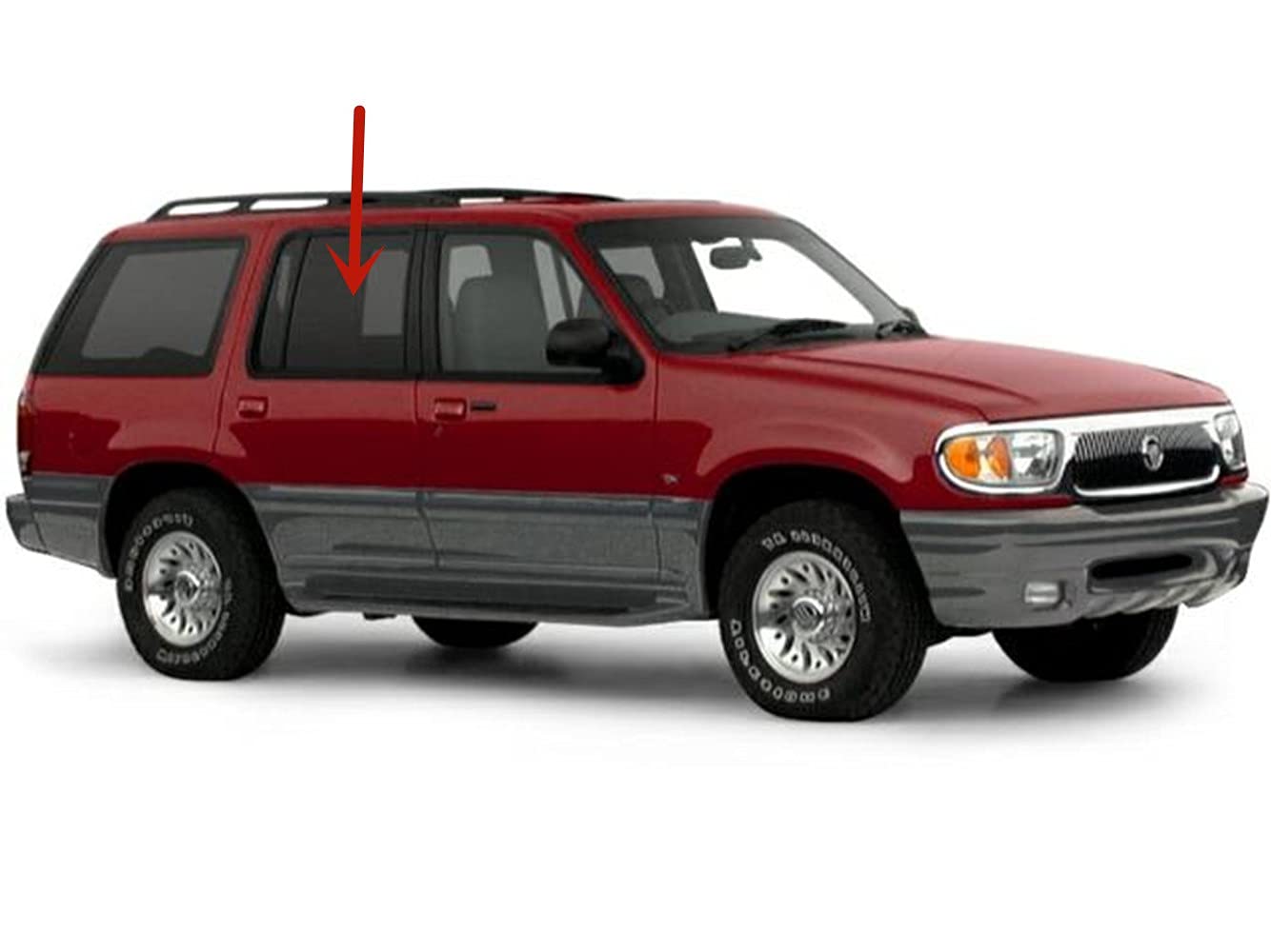 Passenger Right Side Rear Door Window Door Glass Compatible with Mercury Mountaineer 1997-2001 Models