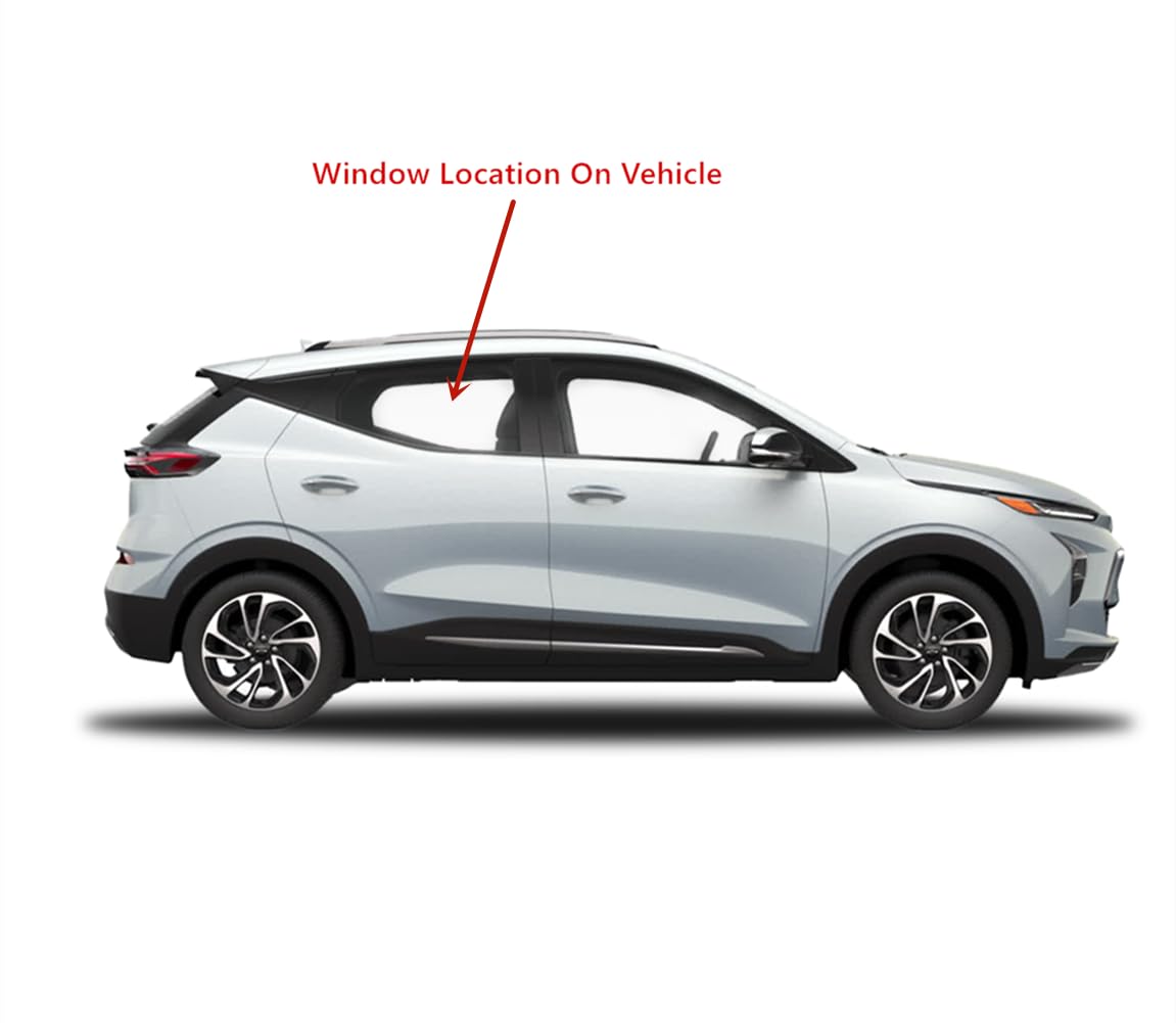 Tempered Passenger Right Side Rear Door Window Door Glass Compatible with Chevrolet Bolt EUV 2022-2023 Models (Not For Bolt EV)