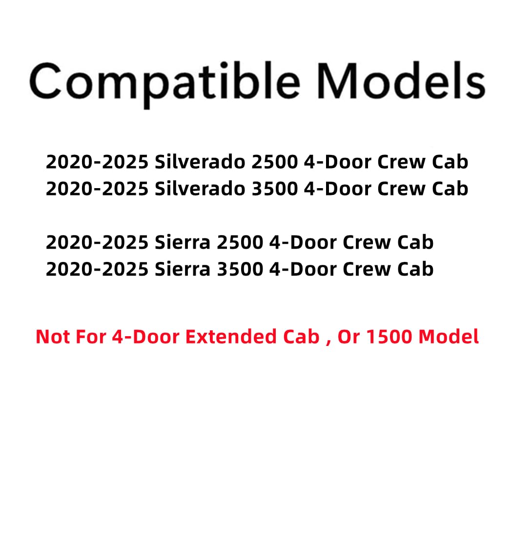 Driver Left Side Rear Door Window Door Glass Compatible with Chevrolet Silverado 2500/3500 2020-2025 & GMC Sierra 2500/3500 2020-2025 4 Door Crew Cab Pickup (Full Size Rear Door) Models