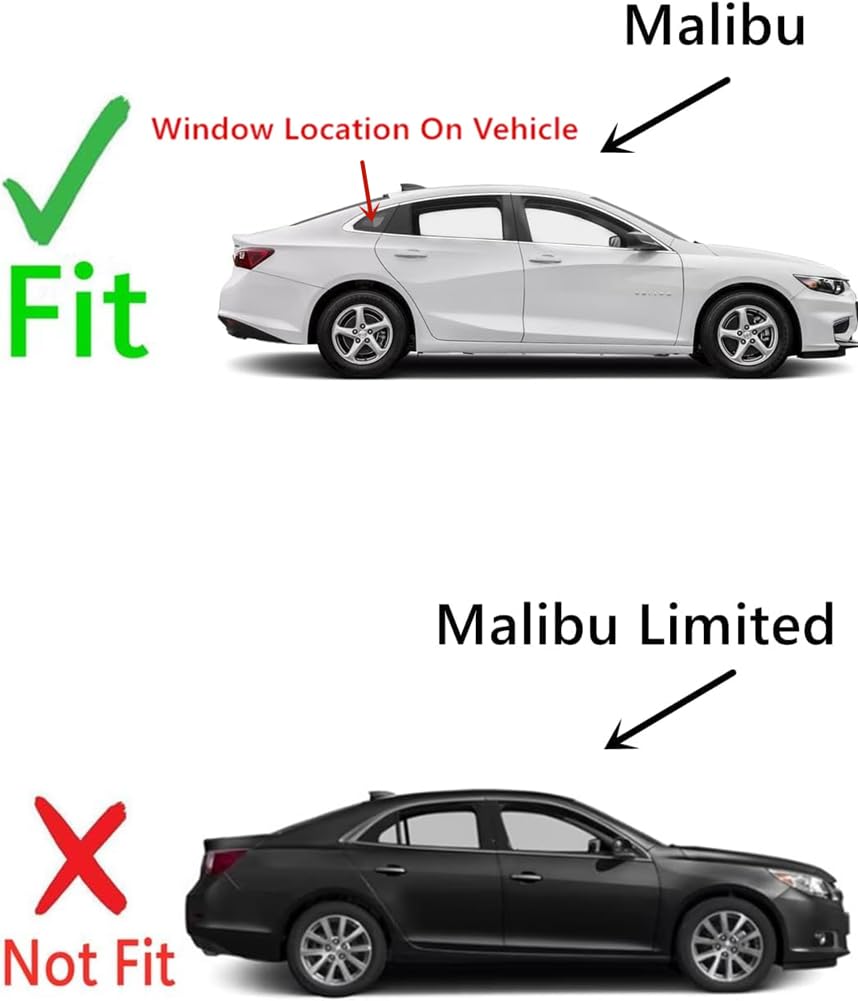 OEM Passenger Right Side Quarter Window Quarter Glass Compatible with Chevrolet Malibu 2016-2025 Models