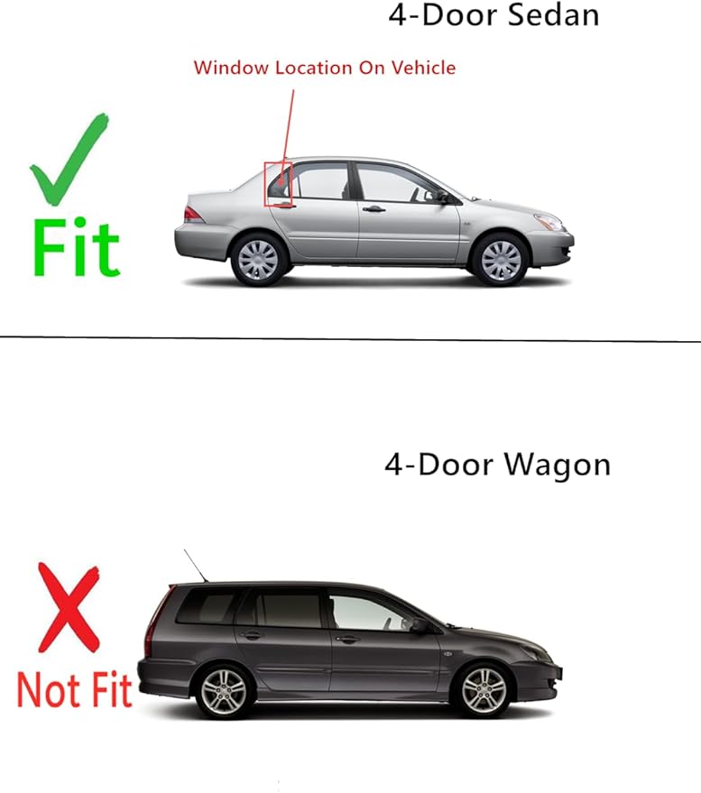Passenger Right Side Rear Vent Window Vent Glass Compatible with Mitsubishi Lancer 4 Door Sedan 2002-2007 Models