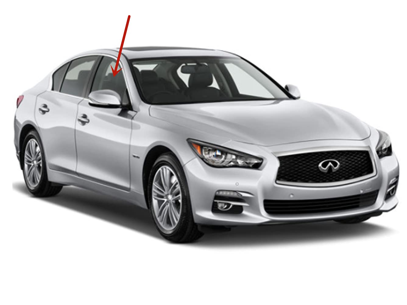 Tempered Passenger Right Side Front Door Window Door Glass Compatible with Infiniti Q50 2014-2024 Models
