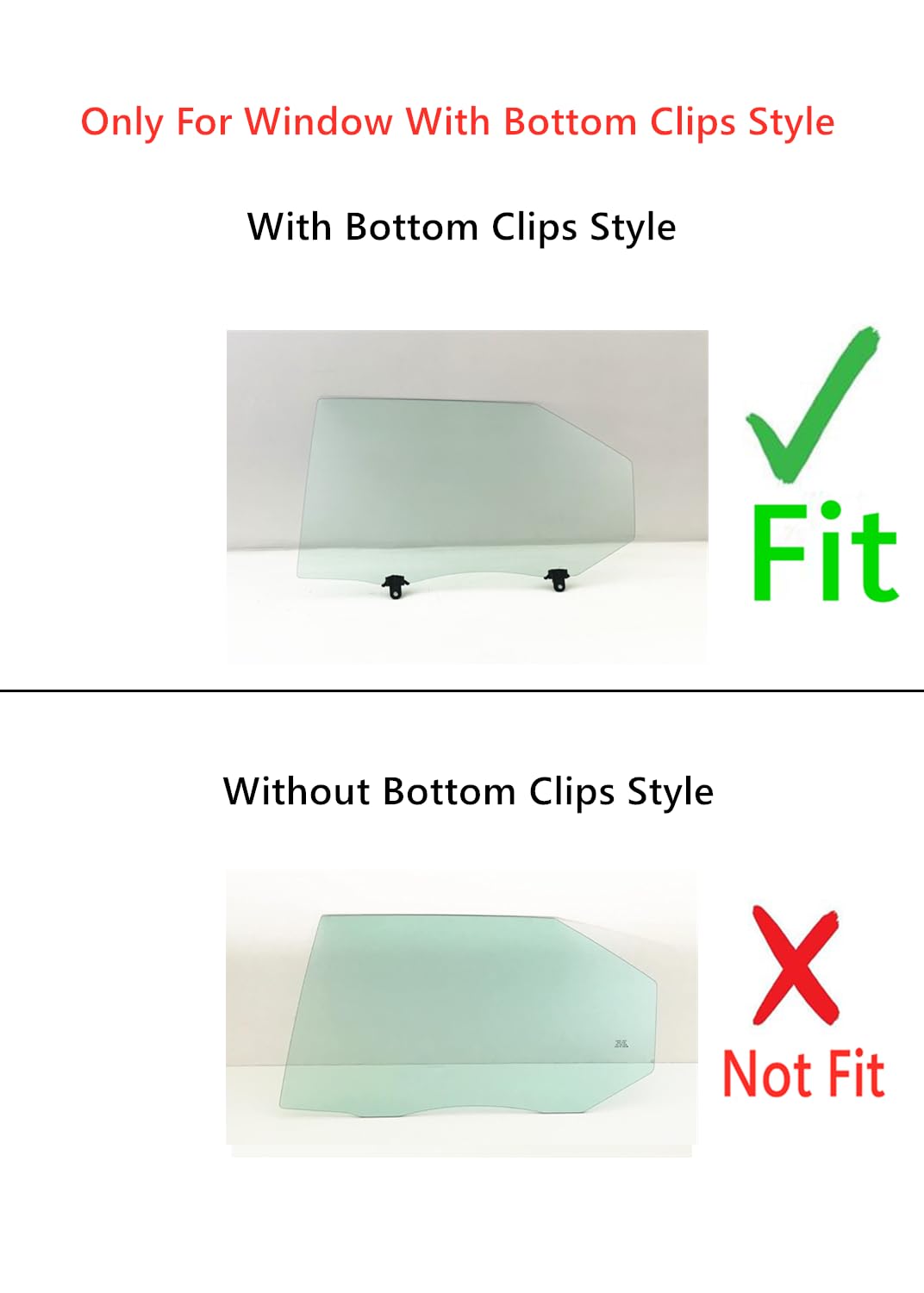 With Clips Style Driver Left Side Rear Door Window Door Glass Compatible with Kia Forte 4-Door Hatchback 2011-2013 Models