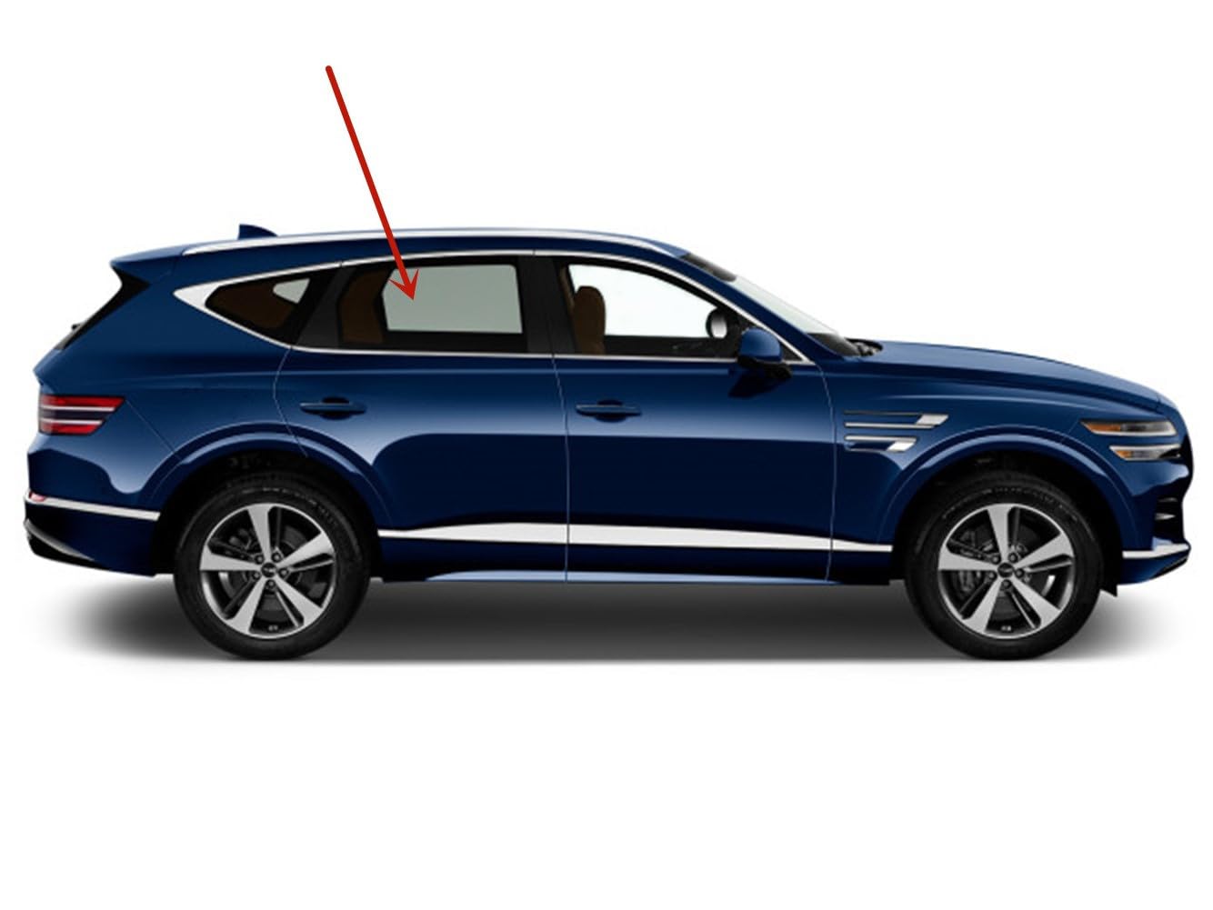 Tempered Passenger Right Side Rear Door Window Door Glass Compatible with Genesis GV80 2021-2024 Models