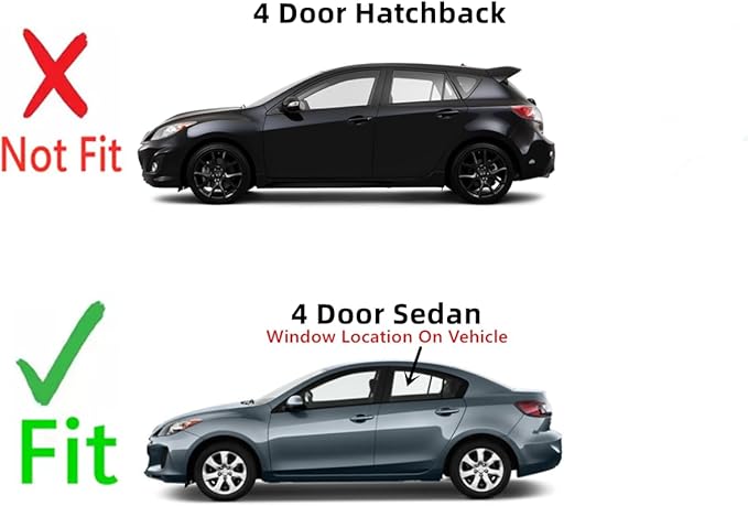 Driver Left Side Rear Door Window Door Glass Compatible with Mazda 3 4 Door Sedan 2010-2013 Models