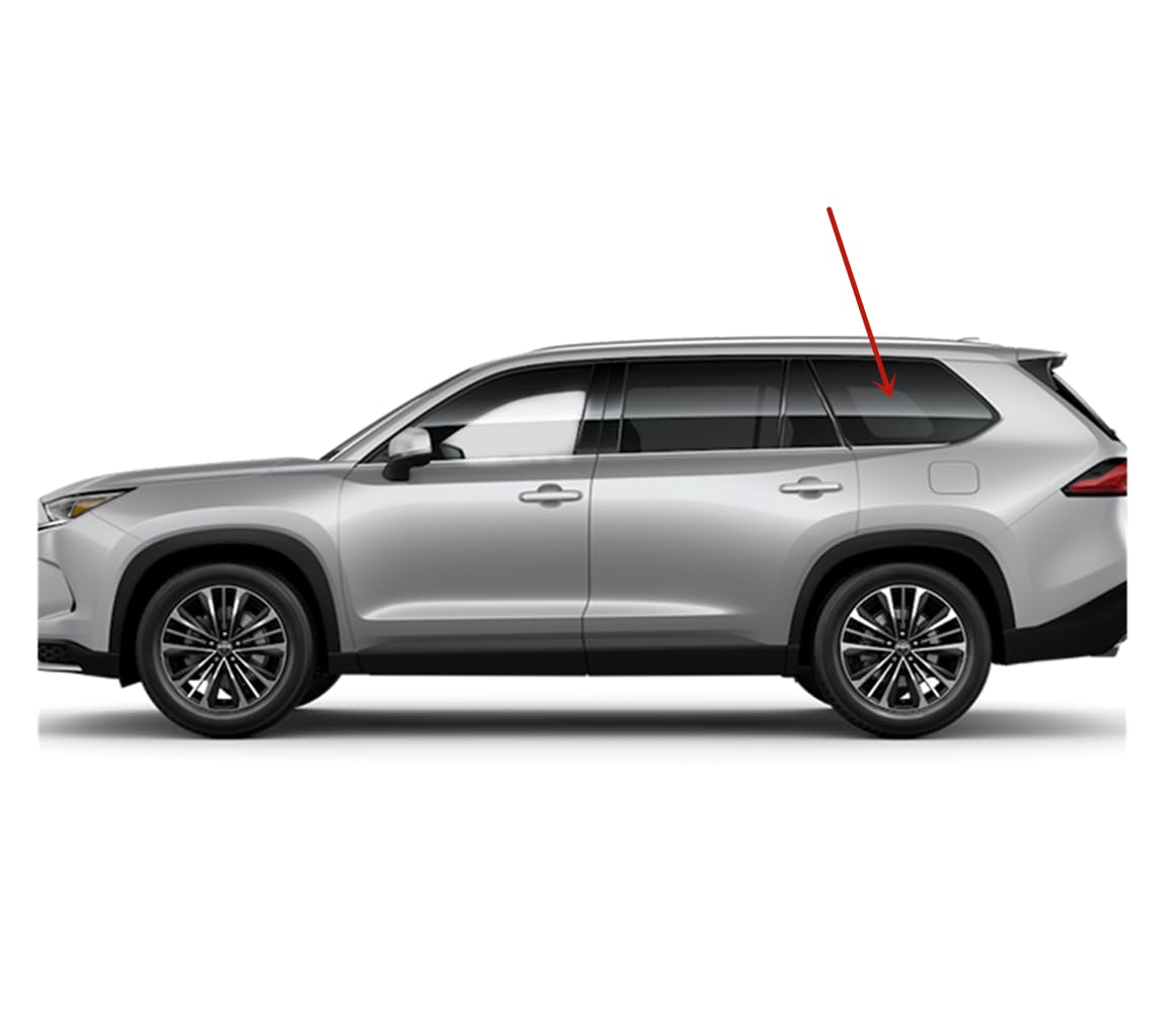 Chrome Style Driver Left Side Quarter Window Quarter Glass Compatible with Toyota Grand Highlander 2024-2025 Models