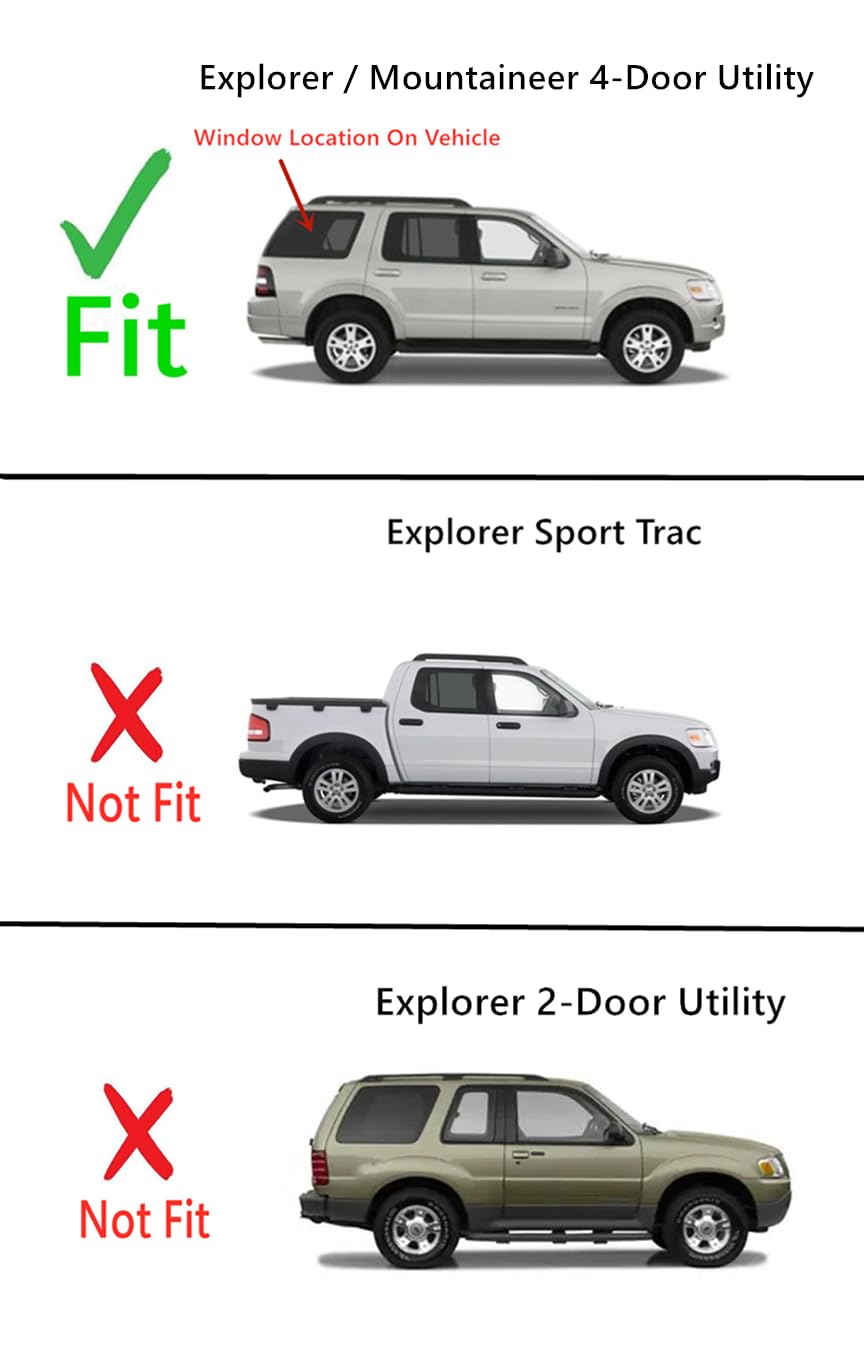 With-Antenna Style Passenger Right Side Quarter Window Quarter Glass Compatible with Ford Explorer Mercury Mountaineer 2002-2010 Models