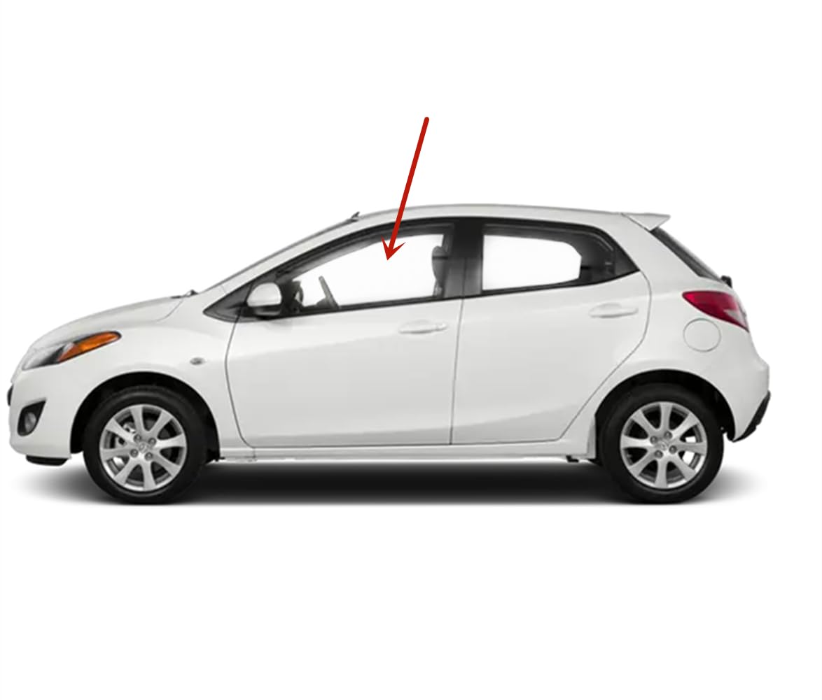 Tempered Driver Left Side Front Door Window Door Glass Compatible with Mazda 2 2011-2015 Models