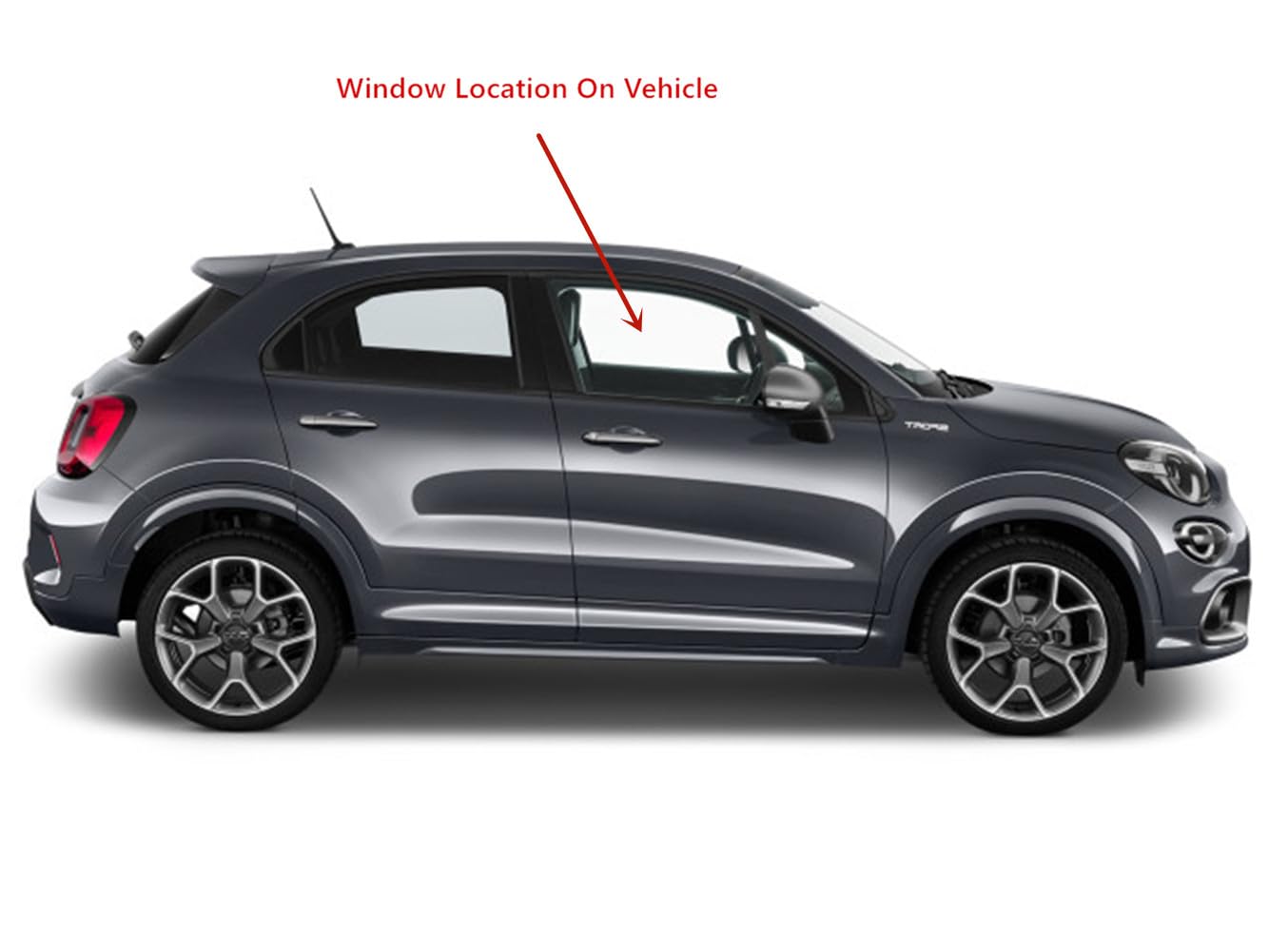 Passenger Right Side Front Door Window Door Glass Compatible with Fiat 500X 2016-2023 Models