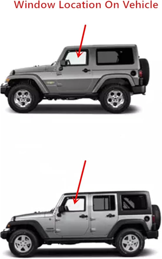 Driver Left Side Front Door Window Door Glass Compatible with Jeep Wrangler 2007-2017 Models/ Wrangler JK 2018 Models