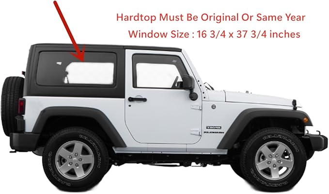 Tempered Passenger Right Side Quarter Window Quarter Glass Compatible with Jeep Wrangler 2011-2017 & Wrangler JK 2018 2-Door Models Only (Hardtop Must Be Same Year)