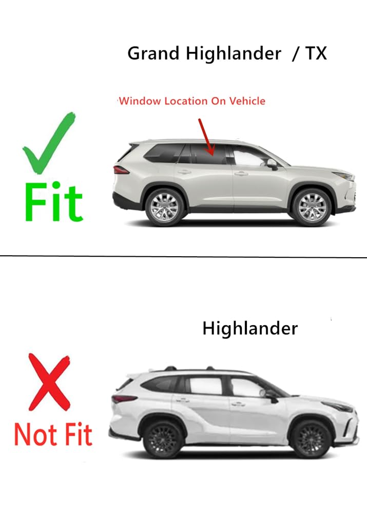Tempered Privacy Passenger Right Side Rear Door Window Door Glass Compatible with Toyota Grand Highlander / Lexus TX350 TX500h TX550h+ 2024-2025 Models