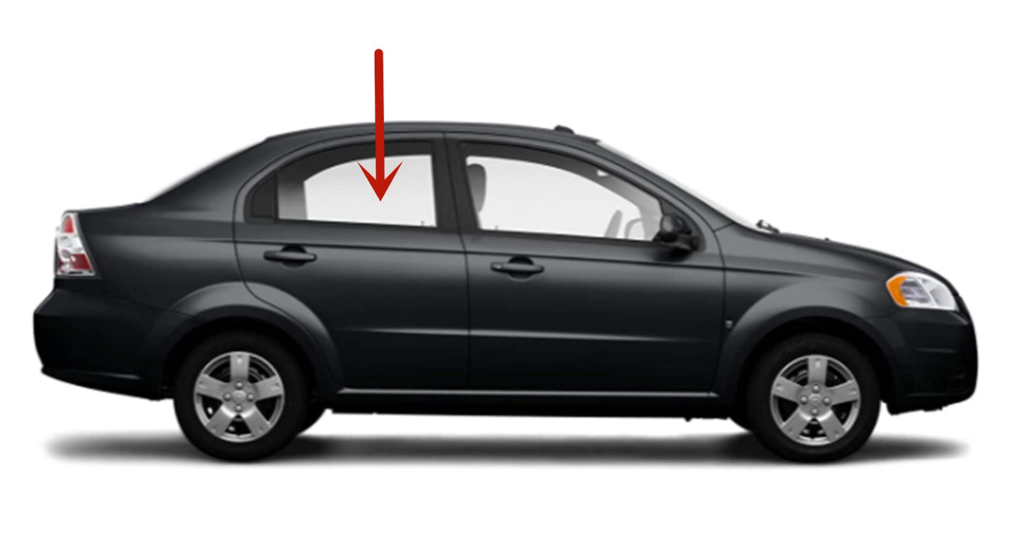 Passenger Right Side Rear Door Window Door Glass Compatible with Chevrolet Aveo 4 Door Sedan 2007-2011 Models/Pontiac G3 4 Door Sedan 2006-2009 Models