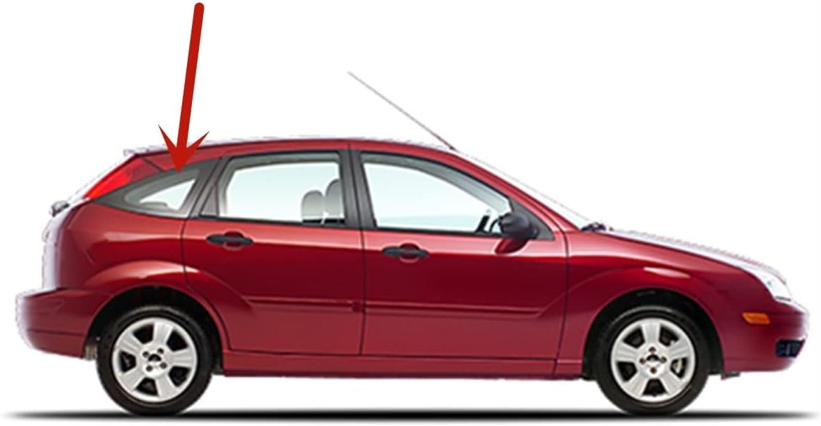 Passenger Right Side Quarter Window Quarter Glass Compatible with Ford Focus 4 Door Hatchback 2002-2007 Models