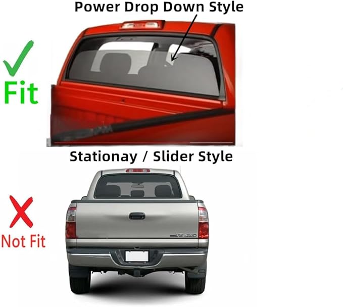 Heated Power Drop Down Style Back Window Back Glass Compatible with Toyota Tundra 4 Door Crew Cab Pickups 2007-2021 Models