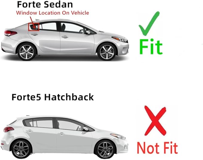 Passenger Right Side Rear Vent Window Vent Glass Compatible with Kia Forte 4 Door Sedan 2014-2018 Models