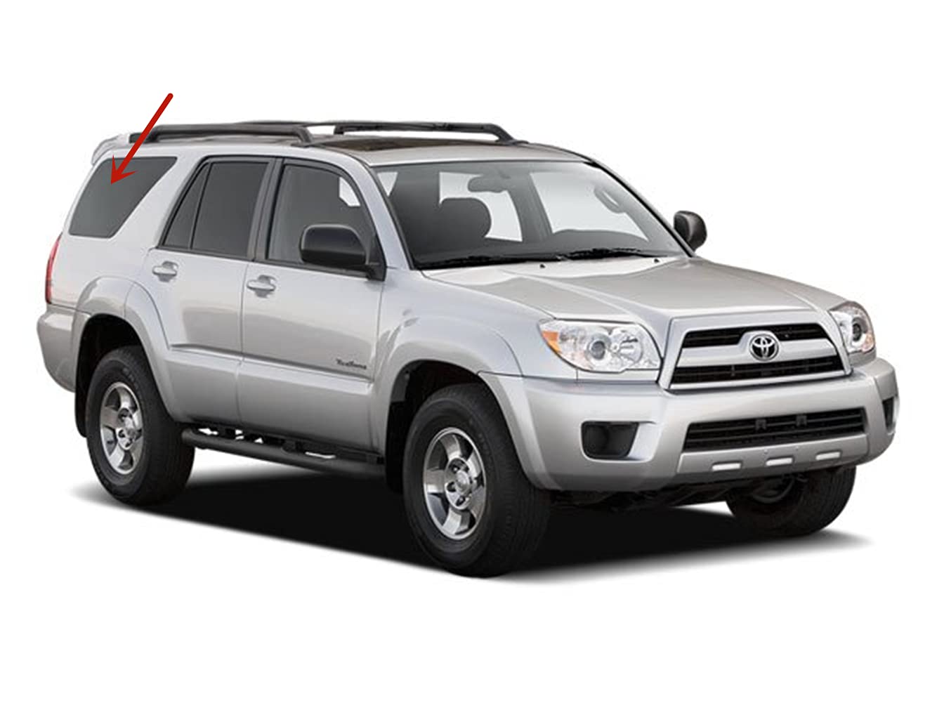 Passenger Right Side Rear Quarter Glass Quarter Window W/Antenna Style Compatible with Toyota 4Runner 2003-2009 Models