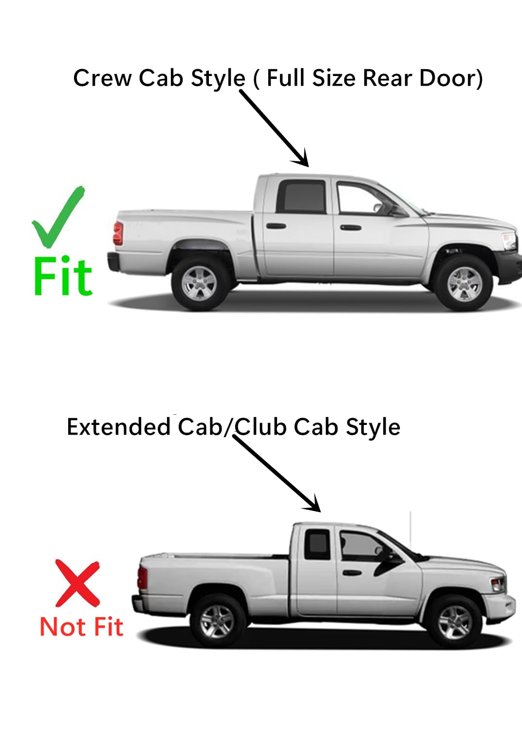 Passenger Right Side Rear Door Window Door Glass Compatible with Dodge Dakota/Ram Dakota/Mitsubishi Raider 2005-2011 4 Door Crew Cab Pickup Models