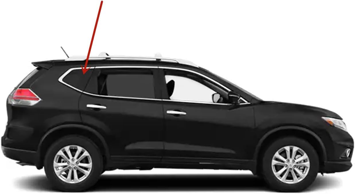 Passenger Right Side Quarter Window Quarter Glass Bright Trim Style Compatible with Nissan Rogue 2014-2020 Models (Not For Rogue Sport or Rogue Select)