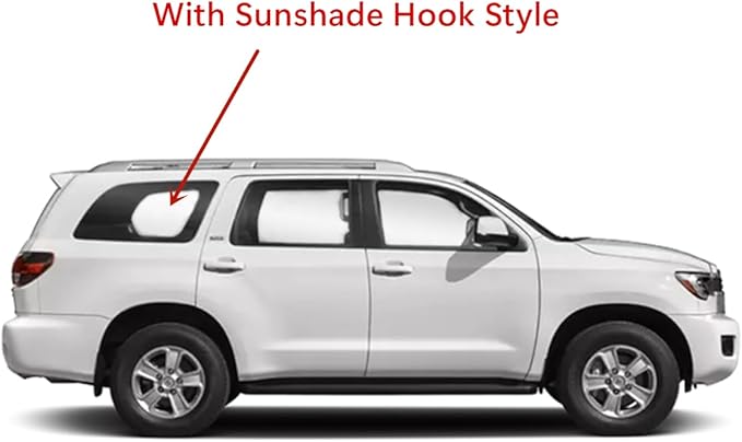 W/ Sunshade Hook & Antenna Style Tempered Passenger Right Side Quarter Window Quarter Glass Compatible with Toyota Sequoia 2008-2022 Models