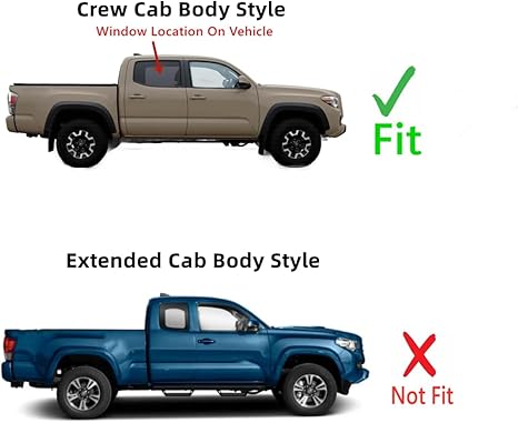 Passenger Right Side Rear Door Window Door Glass Compatible with Toyota Tacoma Pickup 4 Door Crew Cab 2016-2023 Models