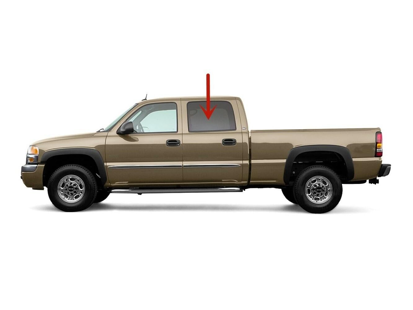 Driver Left Side Rear Door Window Door Glass Compatible with Chevrolet Silverado/GMC Sierra 4 Door Crew Cab 2001-2006 Models