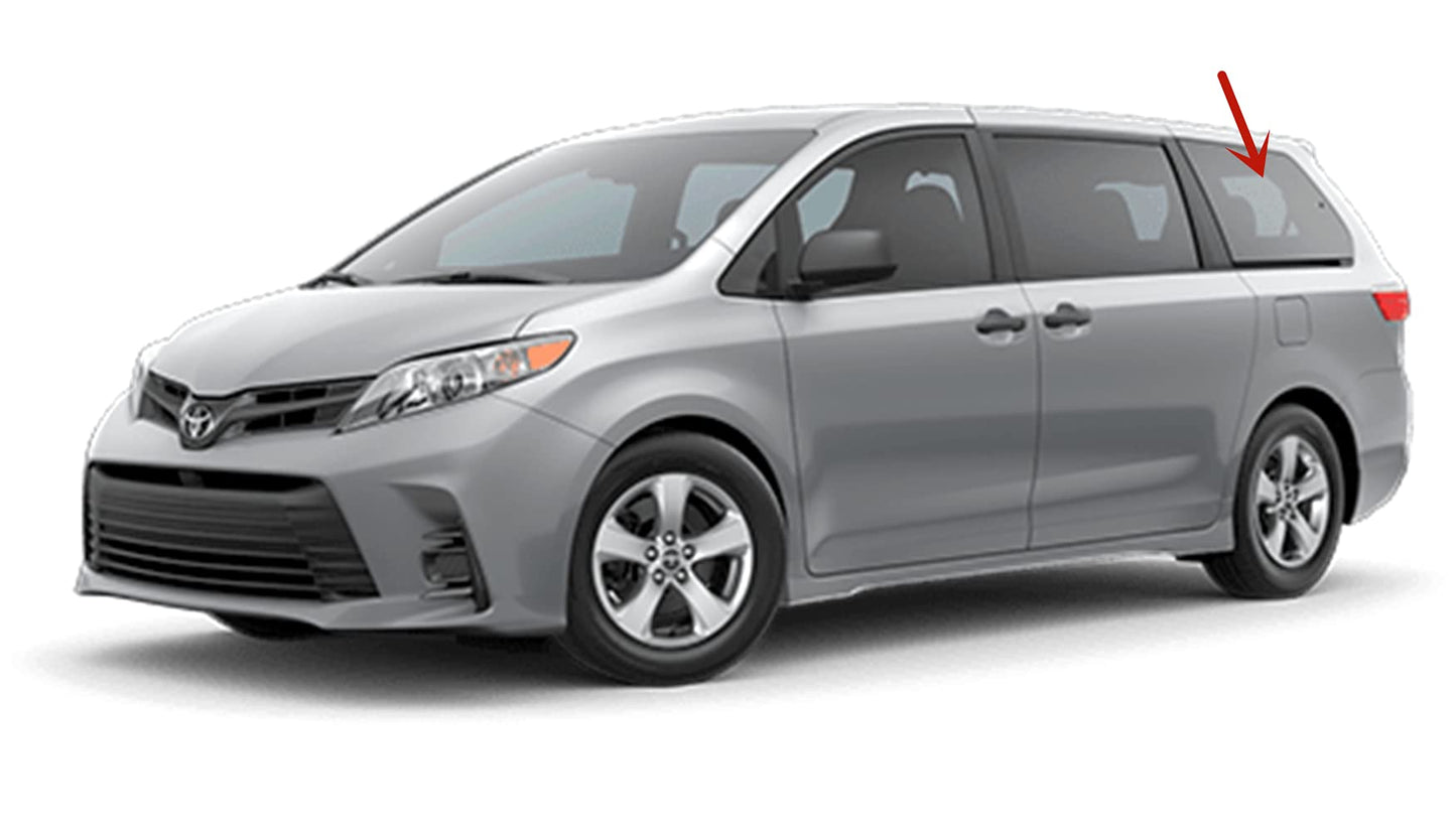 Movable W/Sunshade Hooks Style Driver Left Side Quarter Window Quarter Glass Compatible with Toyota Sienna 2011-2020 Models