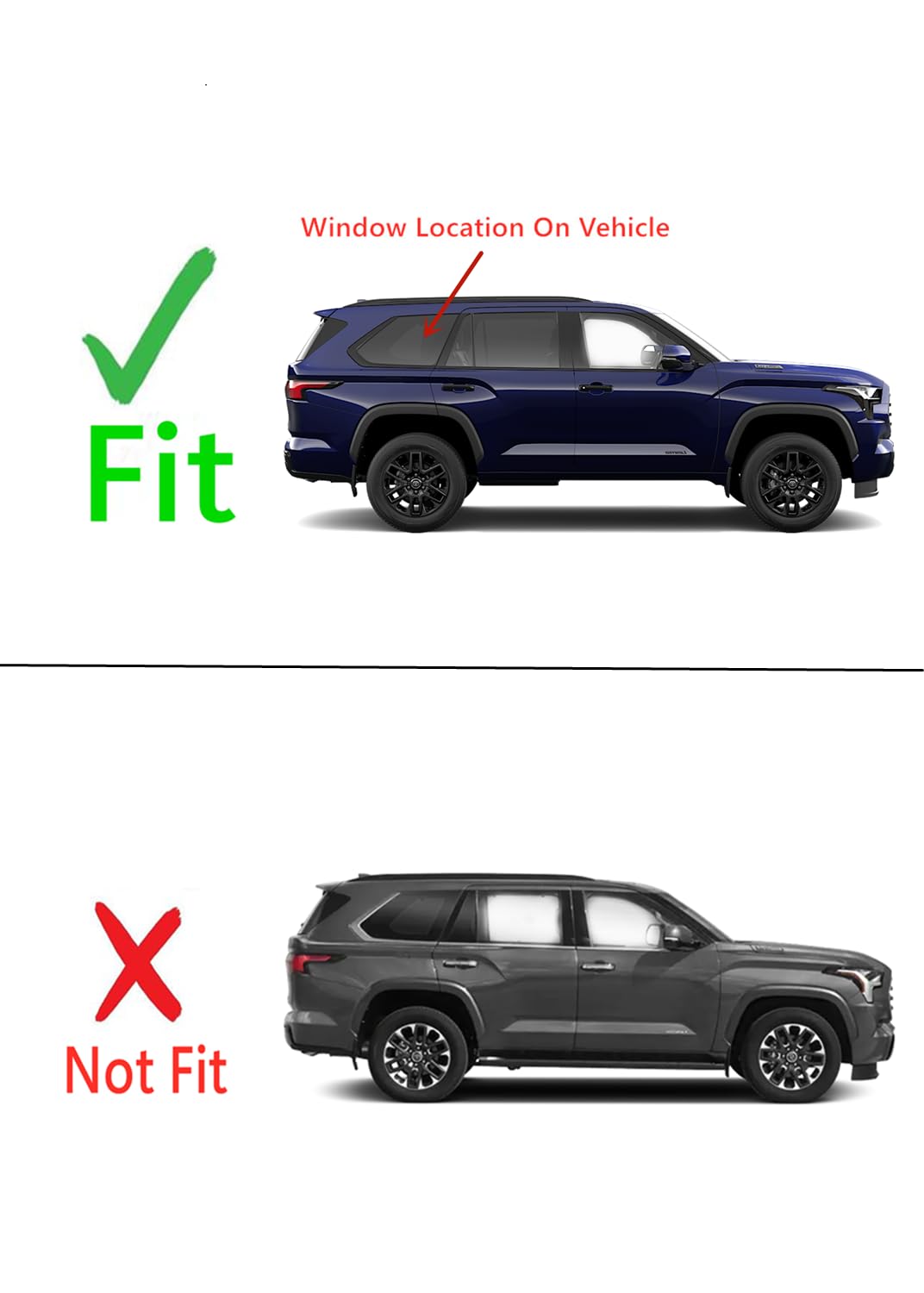 Black Moulding Passenger Right Side Quarter Window Quarter Glass Compatible with Toyota Sequoia 2023-2025 Models