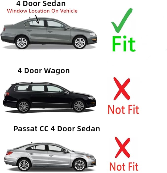 Passenger Right Side Rear Door Window Door Glass Compatible with Volkswagen Passat 4 Door Sedan 2006-2011 Models