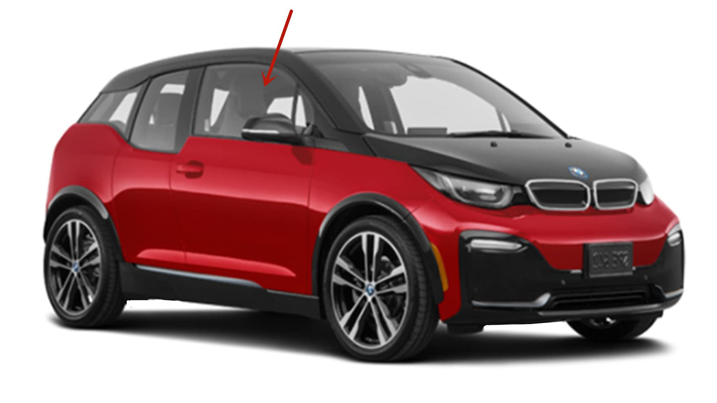 OEM Passenger Right Side Front Door Window Door Glass Compatible with BMW i3 4 Door Hatchback 2014-2020 Models