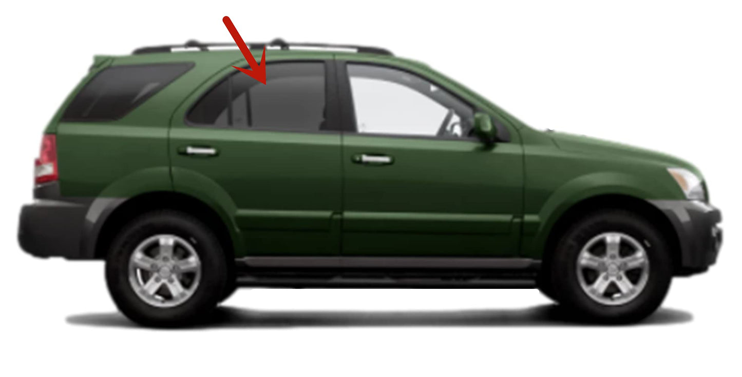 Passenger Right Side Rear Door Window Door Glass Compatible with Kia Sorento 2003-2010 Models