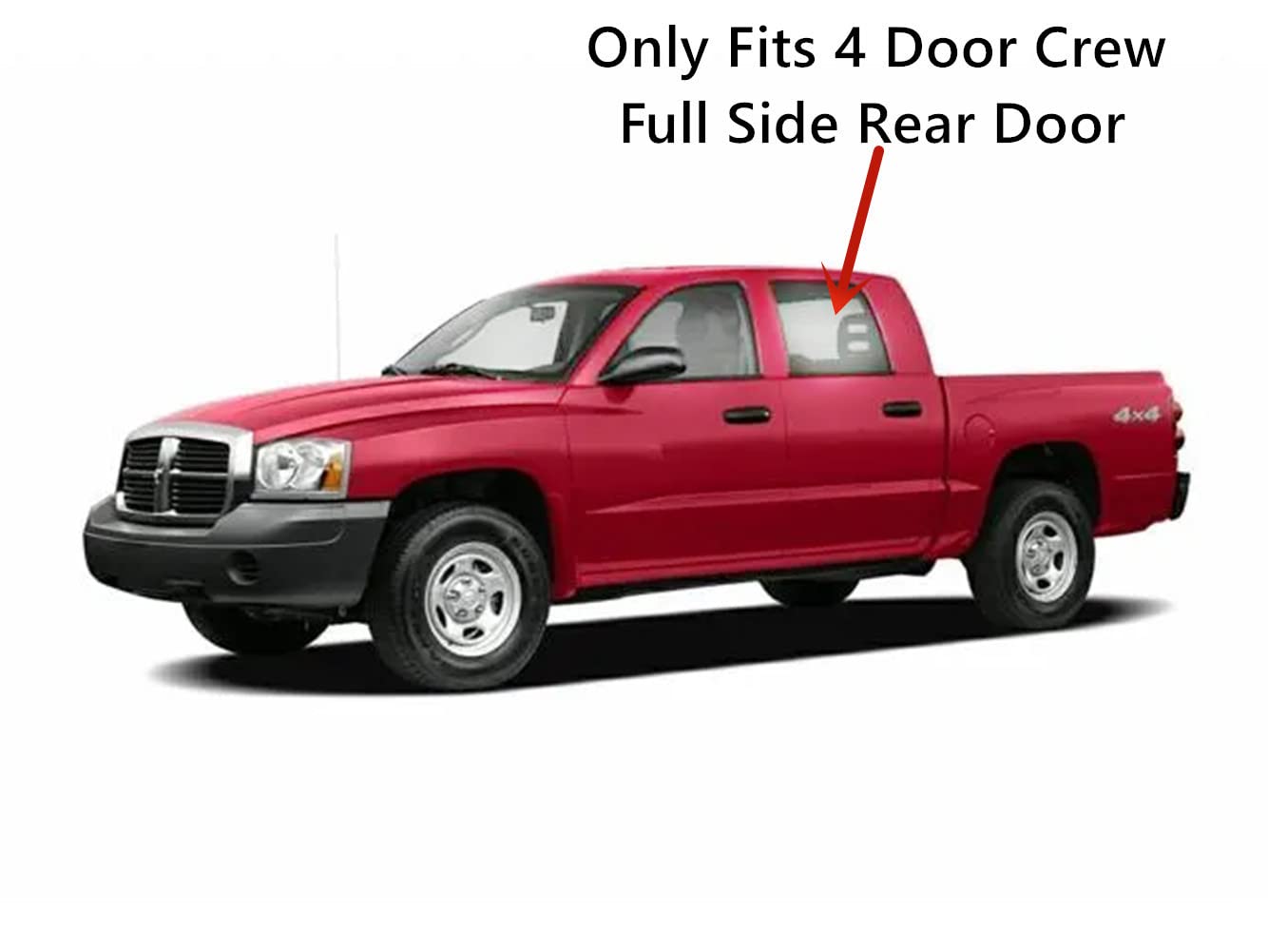 Driver Left Side Rear Door Window Door Glass Compatible with Dodge Ram Dakota / Mitsubishi Raider 4 Door Crew Cab Pickups 2005-2011 Models