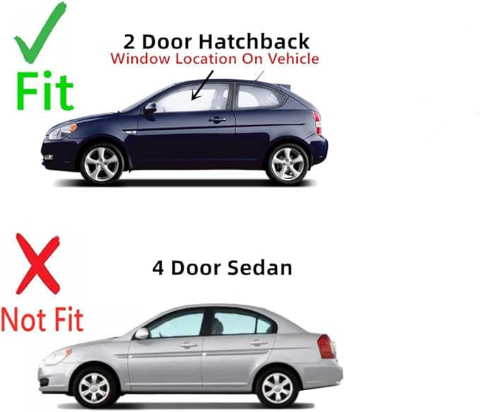 Driver Left Side Door Window Door Glass Compatible with Hyundai Accent 2 Door Hatchback 2007-2011 Models