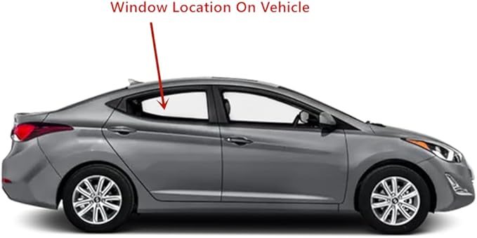 Passenger Right Side Rear Door Window Door Glass Compatible with Hyundai Elantra 4 Door Sedan 2011-2016 Models