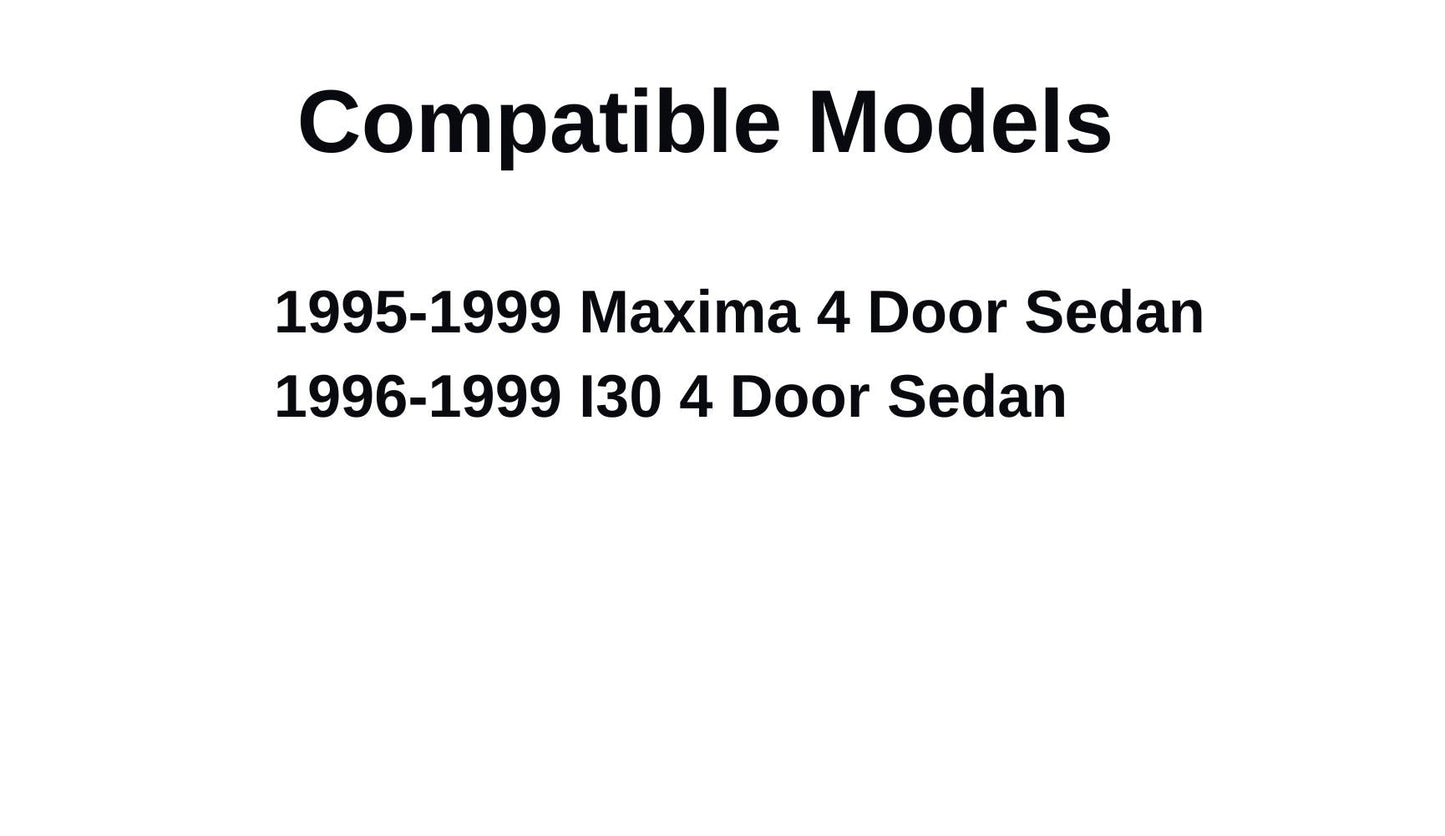 Passenger Right Side Rear Door Window Door Glass Compatible with Nissan Maxima/Infiniti I30 1995-1999 Models