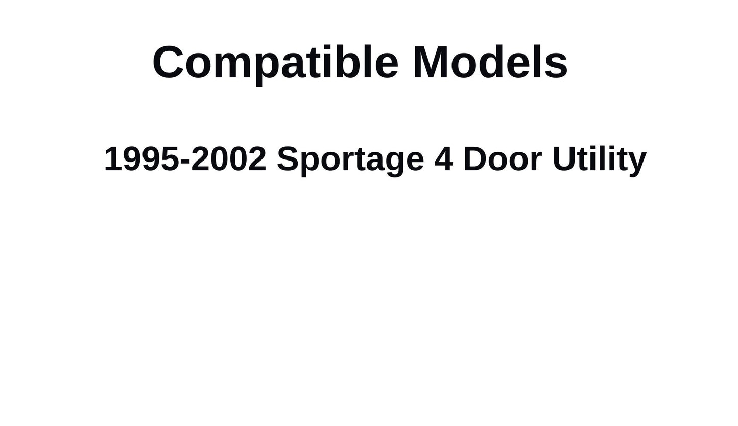 Passenger Right Side Rear Quarter Glass Quarter Window Compatible with Kia Sportage 1995-2002 4 Door Models