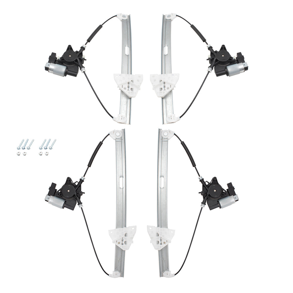 Driver and Passenger Side Power Window Regulators with Motor 4 Piece Set Compatible with 2007-2015 Mazda CX-9